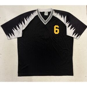 Vintage Peter Green Shark Tooth Soccer Jersey Mens XL‎ Black Shirt Athletic